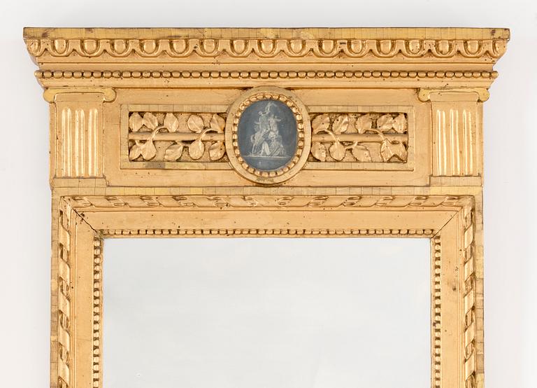 A Swedish late gustavian mirror signed by Olof Wetterberg, ca 1800.