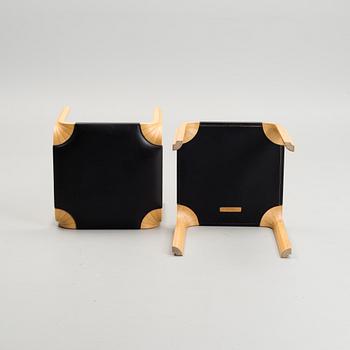 ALVAR AALTO, A PAIR OF X-LEG STOOLS. Modell X 602. Designed in 1954.  Artek, late 1900.