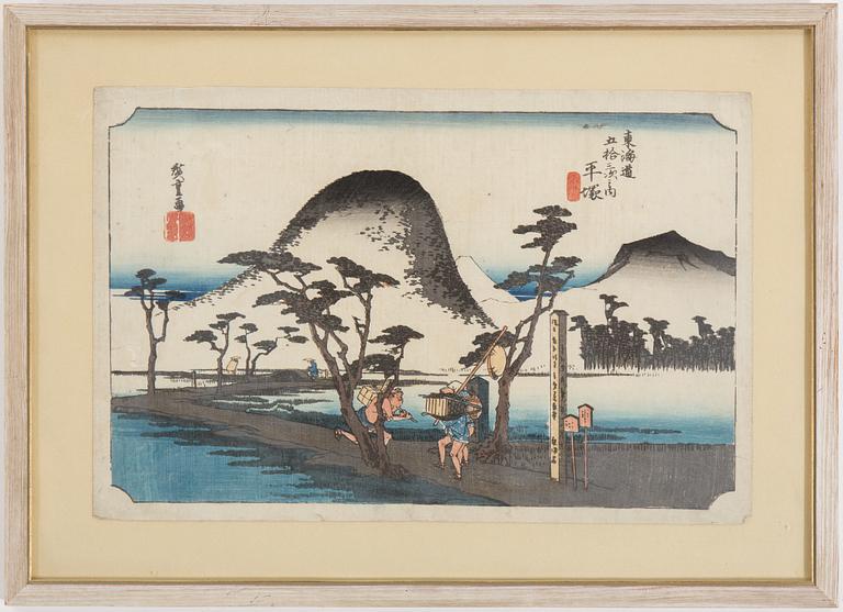 HIROSHIGE, 4 wood block prints, 19 th century.