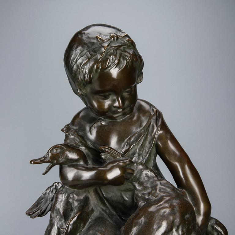 SKULPTUR, patinerad brons, okänd konstnär, signerad och daterad 1906.