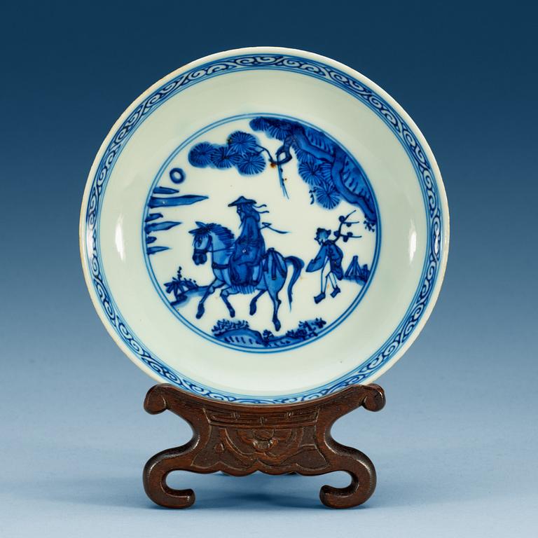 A blue and white dish, Ming dynasty, with Xuande six character mark.