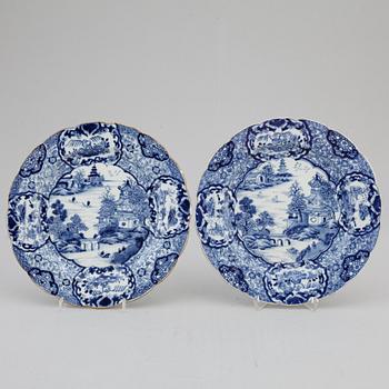 A pair of blue and white plates, Qing dynasty, Qianlong (1736-95).