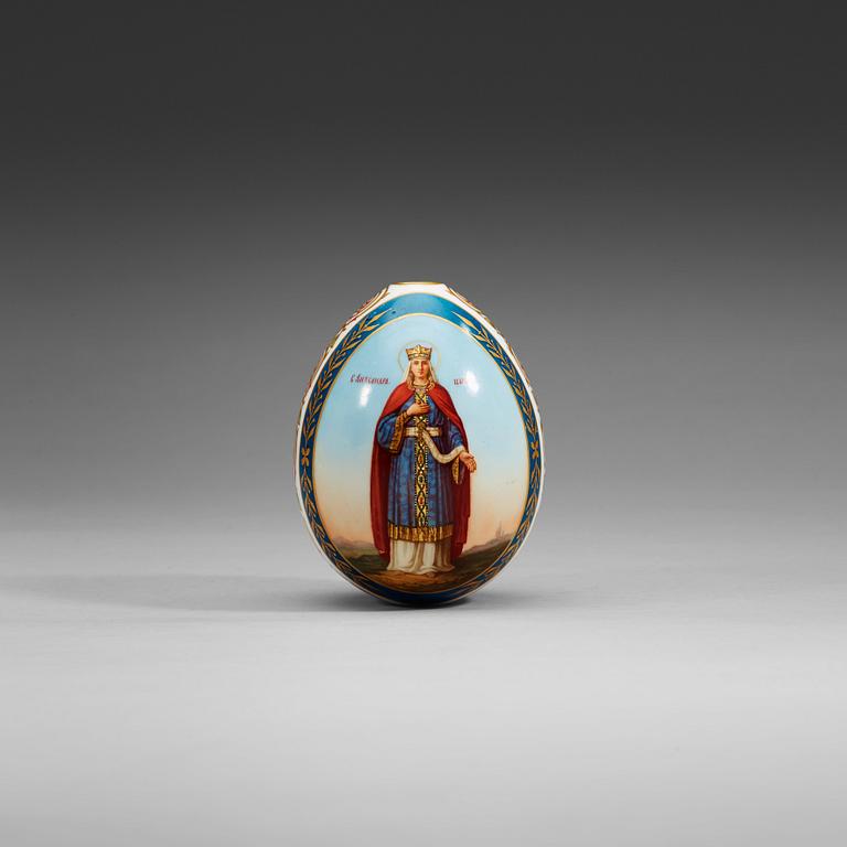 A Russian Easter Egg, Imperial Porcelain Manufactory, St Petersburfg, ca 1890.