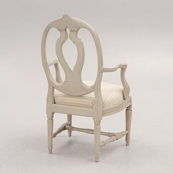 A Gustavian open armchair, Stockholm, late 18th century.