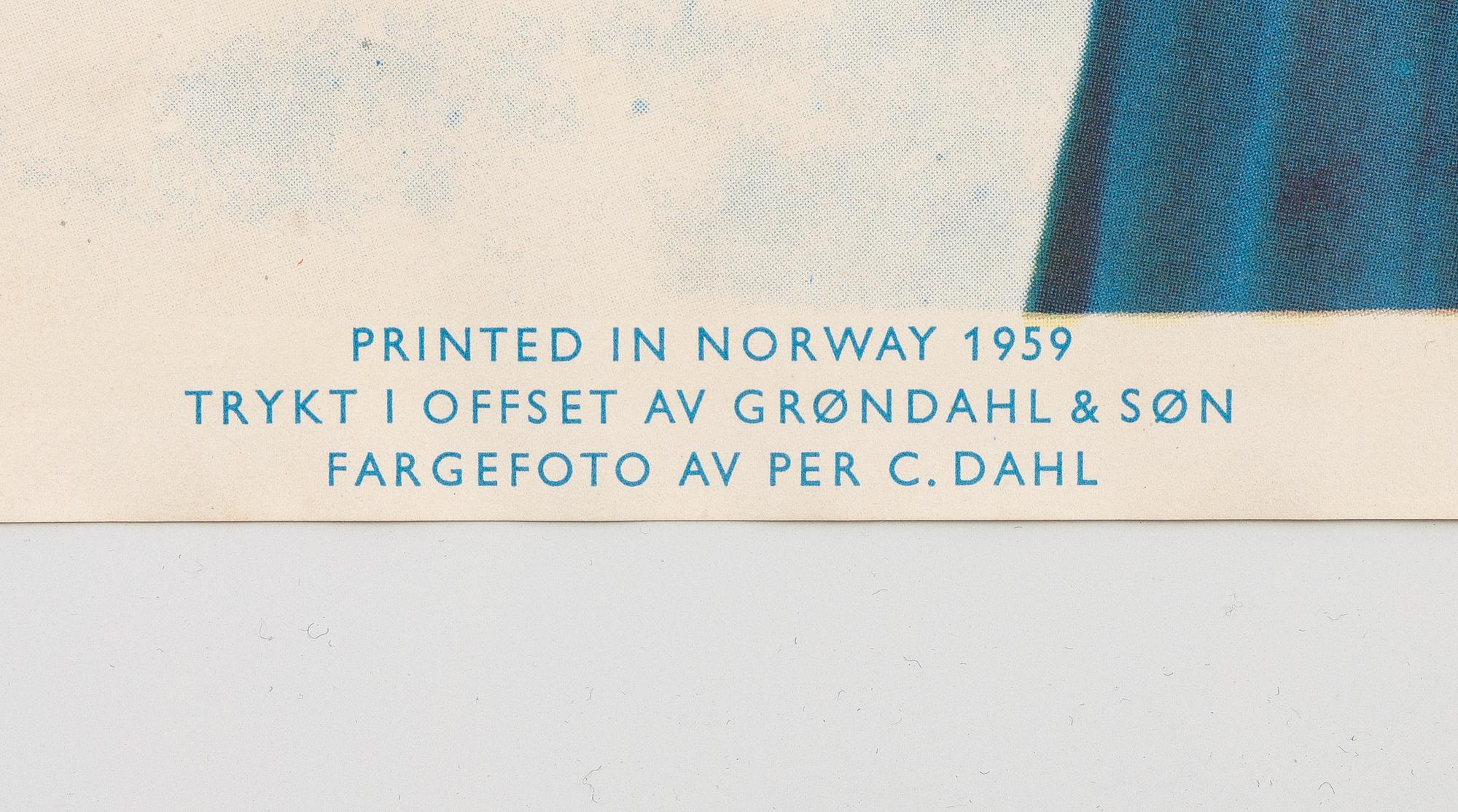 A vintage poster, 'Norge', Landslaget for reiselivet i Norge, Norges Statsbaner, 1959.