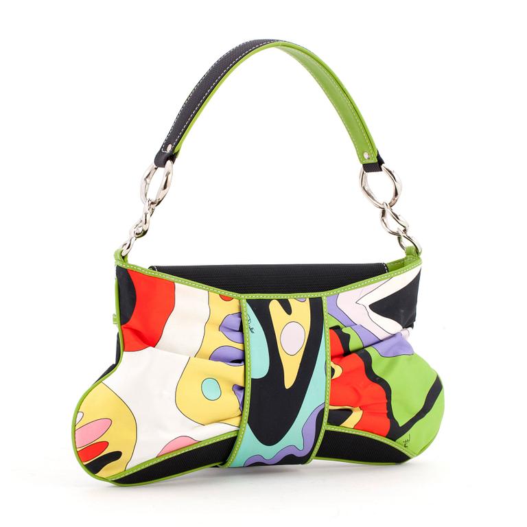 EMILIO PUCCI, a printed silk and leather handbag.