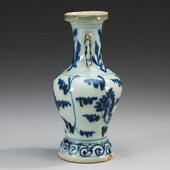 A blue and white vase, Ming dynasty.