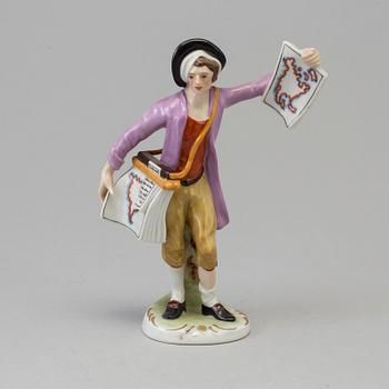 A Ludwigsburg porcelain figure of a street vendor, Germany, 1970's.