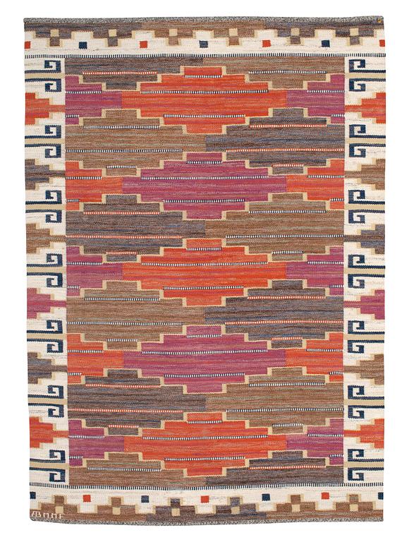 CARPET. "Bruna heden". Flat weave. 245 x 172 cm. Signed AB MMF.