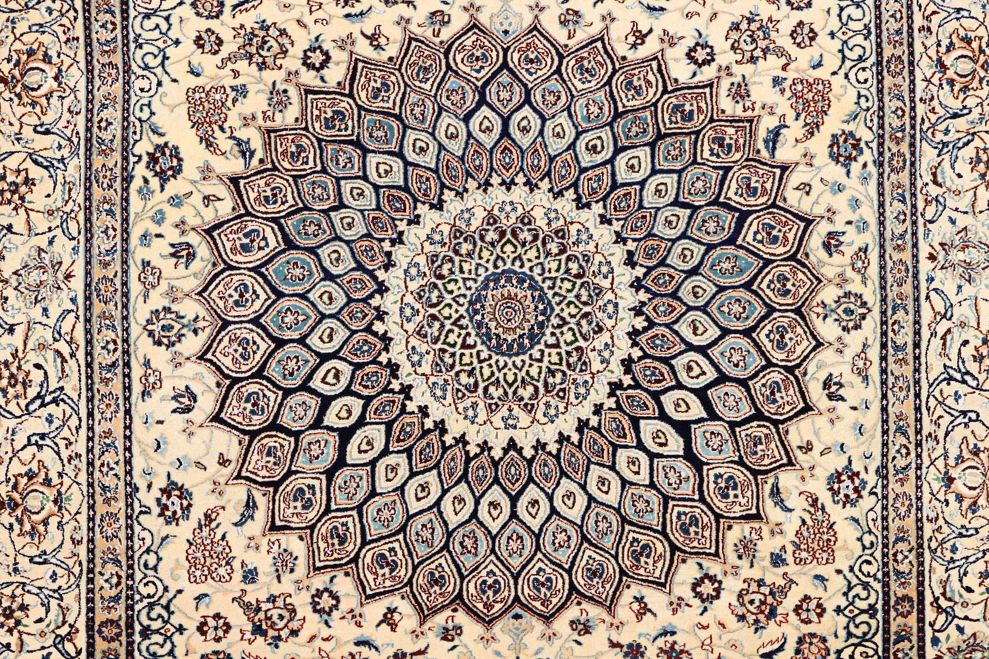 A part silk Nain carpet, 9LA, a. 344 x 245 cm.