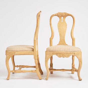 A pair of Swedish Rococo chairs by O Höglander (master in Stockholm 1745-65).