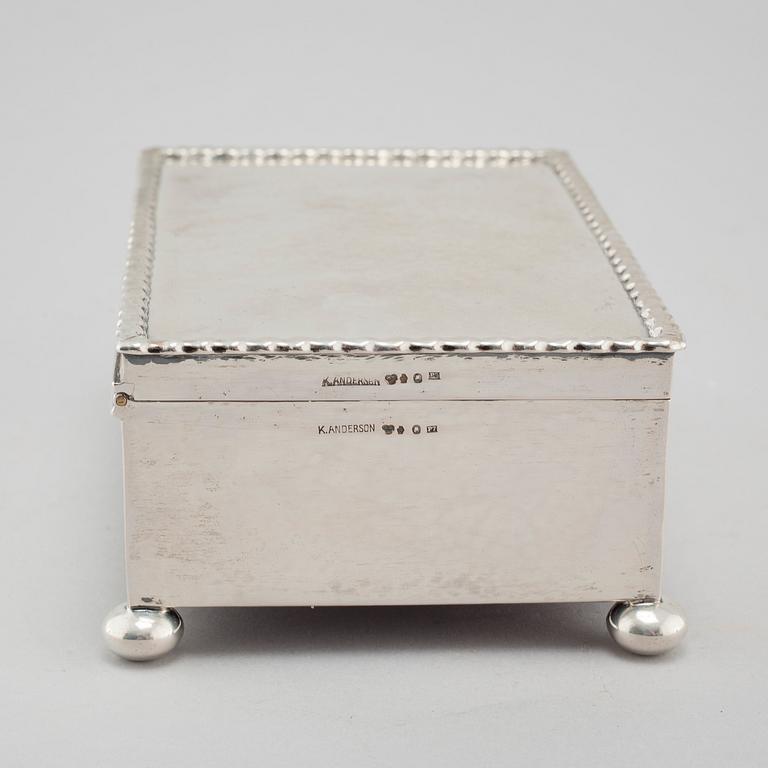 A silver cigar box from K Andersson in Stockholm, 1917.