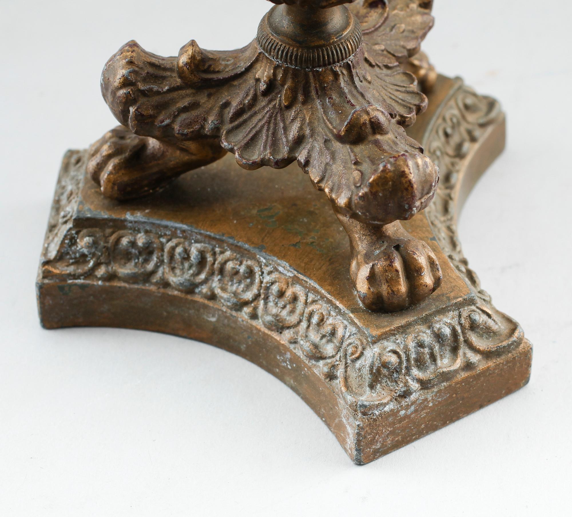 LJUSSTAKE, patinerad metall och mässing, senempire, 1800-talets första hälft.