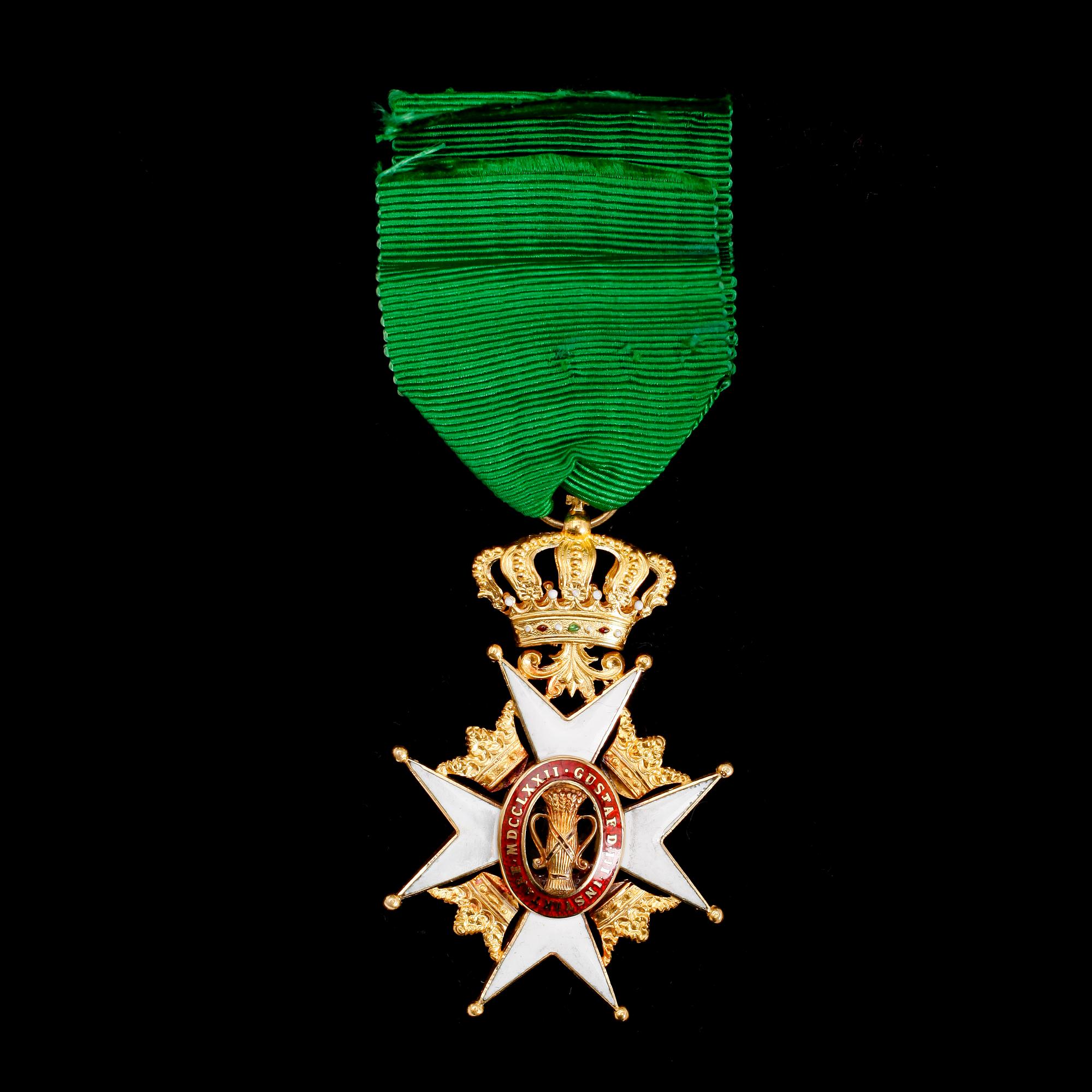 MEDALJ, 18 k guld, Vasaorden. Vikt ca 18 gram.