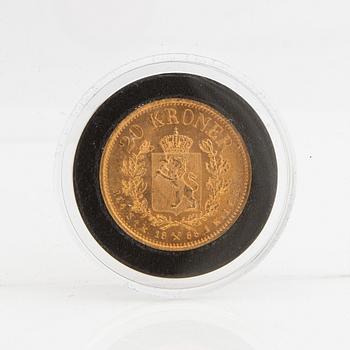 Guldmynt Norge, Oscar II 20 kr, 1886.