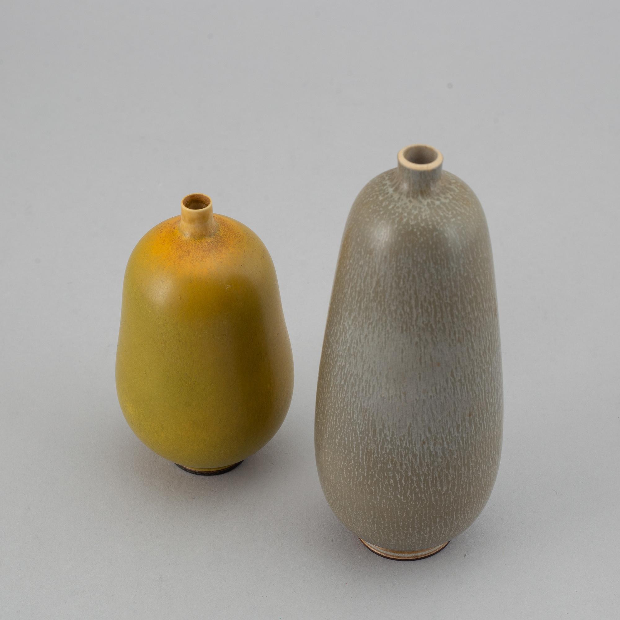 BERNDT FRIBERG, two stoneware vases, signed.