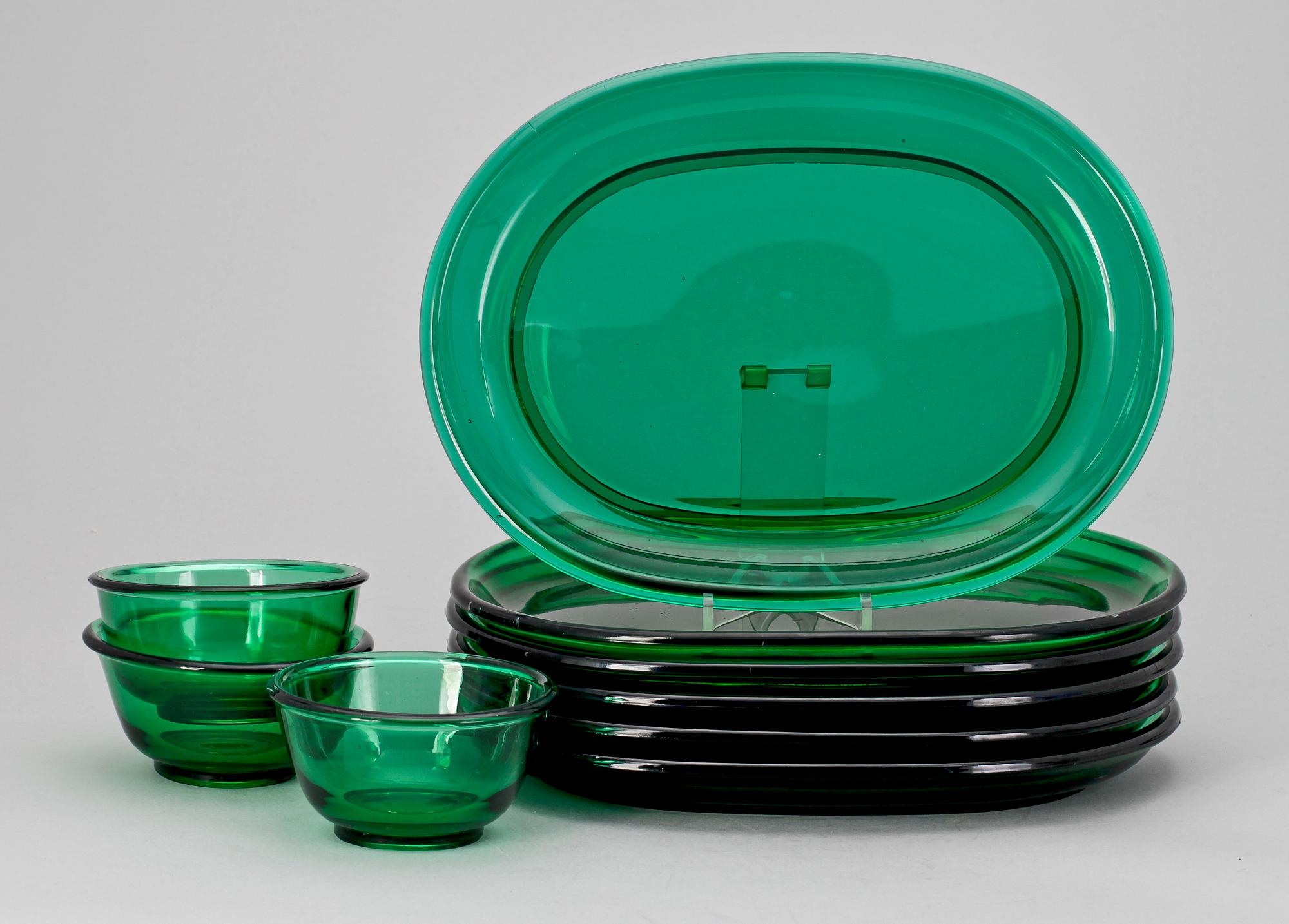 HUMMERTALLRIKAR, 6 st, samt SKÅLAR, 3 st, glas, Josef Frank, Firma Svenskt Tenn, Reijmyre och Gullaskruf. 1900-tal.