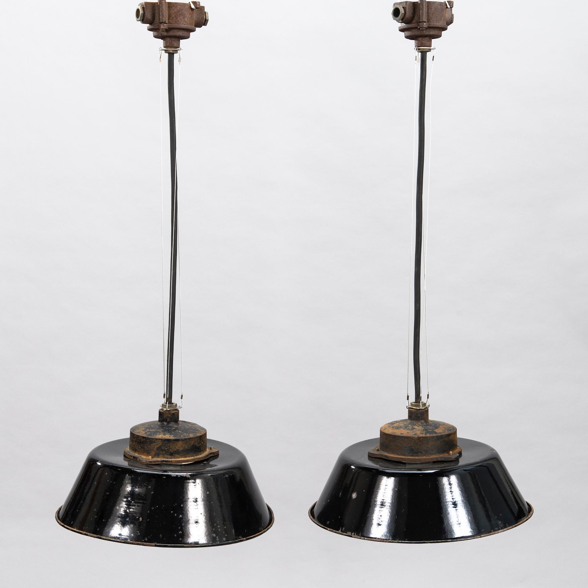 PAAVO TYNELL, Two 1930's '2521-53' industrial light for Taito Finland.