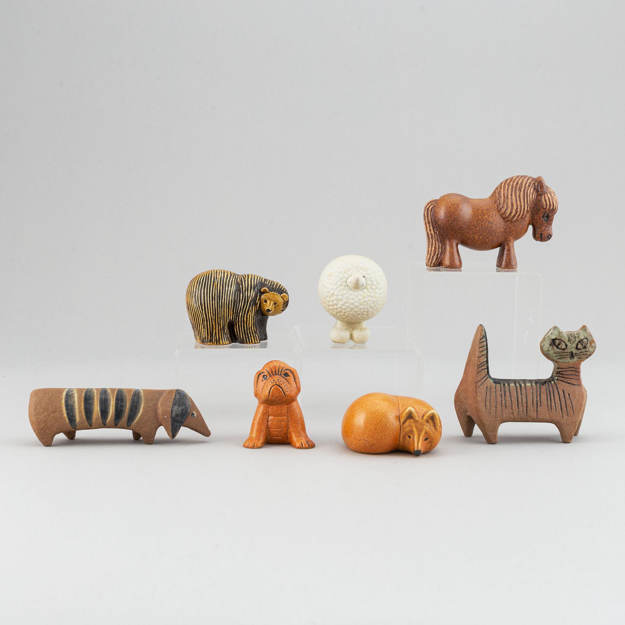 Lisa Larson, figuriner, 7 st, stengods, Gustavsberg.