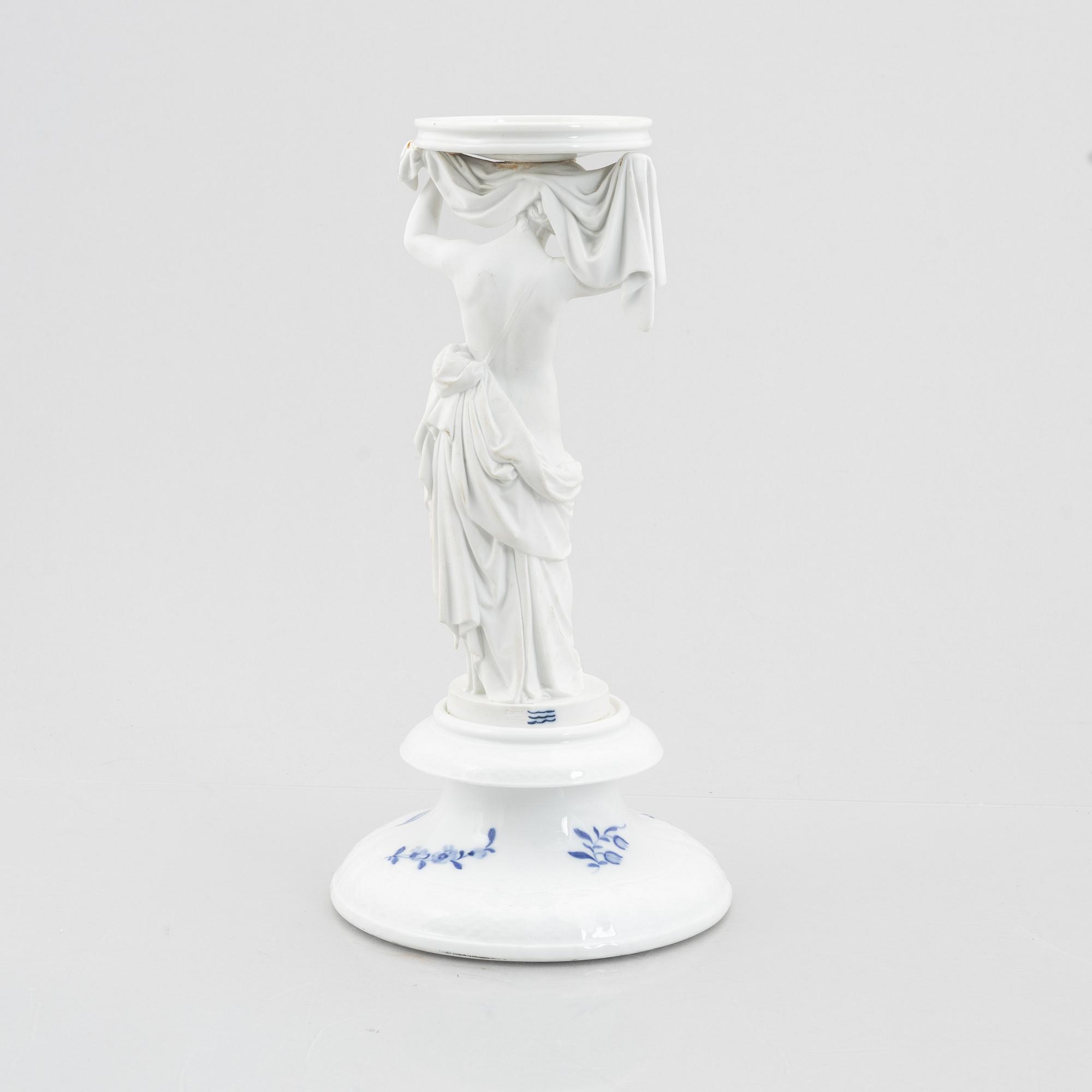 Fot till lampa eller uppsatsskål, porslin och parian, Royal Copenhagen, Danmark, 1889-1922.