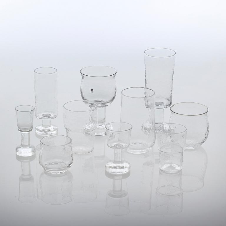 SERVISDELAR, 76 st, glas, bla "Rustica", Göran Wärff, Pukeberg, modellen lanserad 1967.