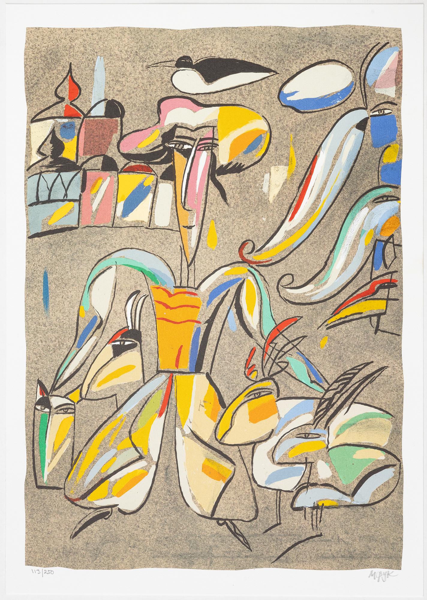 Madeleine Pyk, "Tusen dagar och en dröm", portfolio with 4 lithographs in colours and a book.