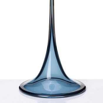 Nils Landberg, a blue glass goblet, Orrefors, Sweden 1957.