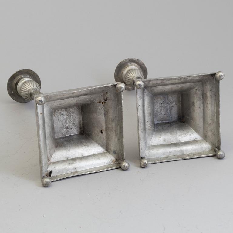 A pair of late Gustavian pewter candlesticks by Martin Artedius, Norrköping 1800.