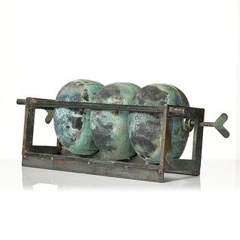 Bertil Vallien, a unique sand cast glass sculpture 'Three Heads', Kosta Boda, Sweden.