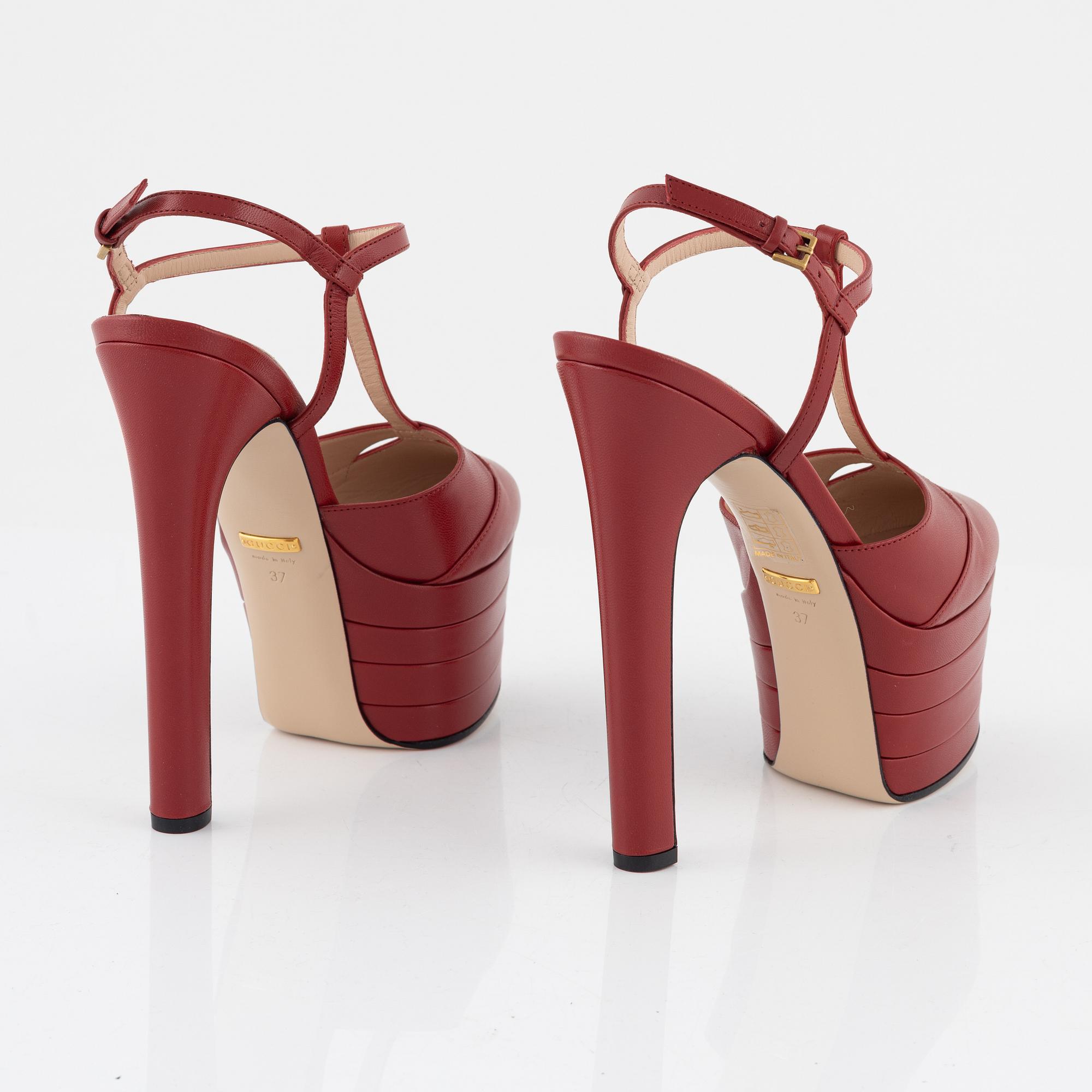 Gucci, a pair of red leather high heel shoes, 2016, size 37.