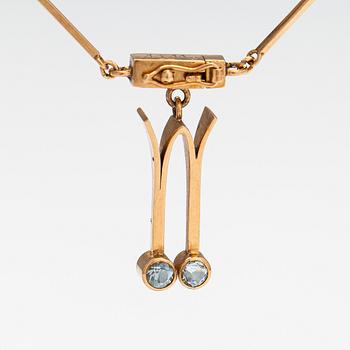 Kaunis Koru, A 14K gold and aquamarine necklace. Helsinki 1962.