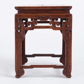 A Chinese hardwood table/seat, Qing dynasty, 19th Century.