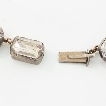 Silver necklace with paste, 19th century.
