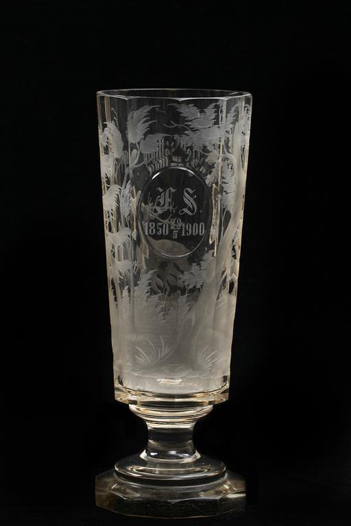 POKALGLAS, glas, omkr 1900.