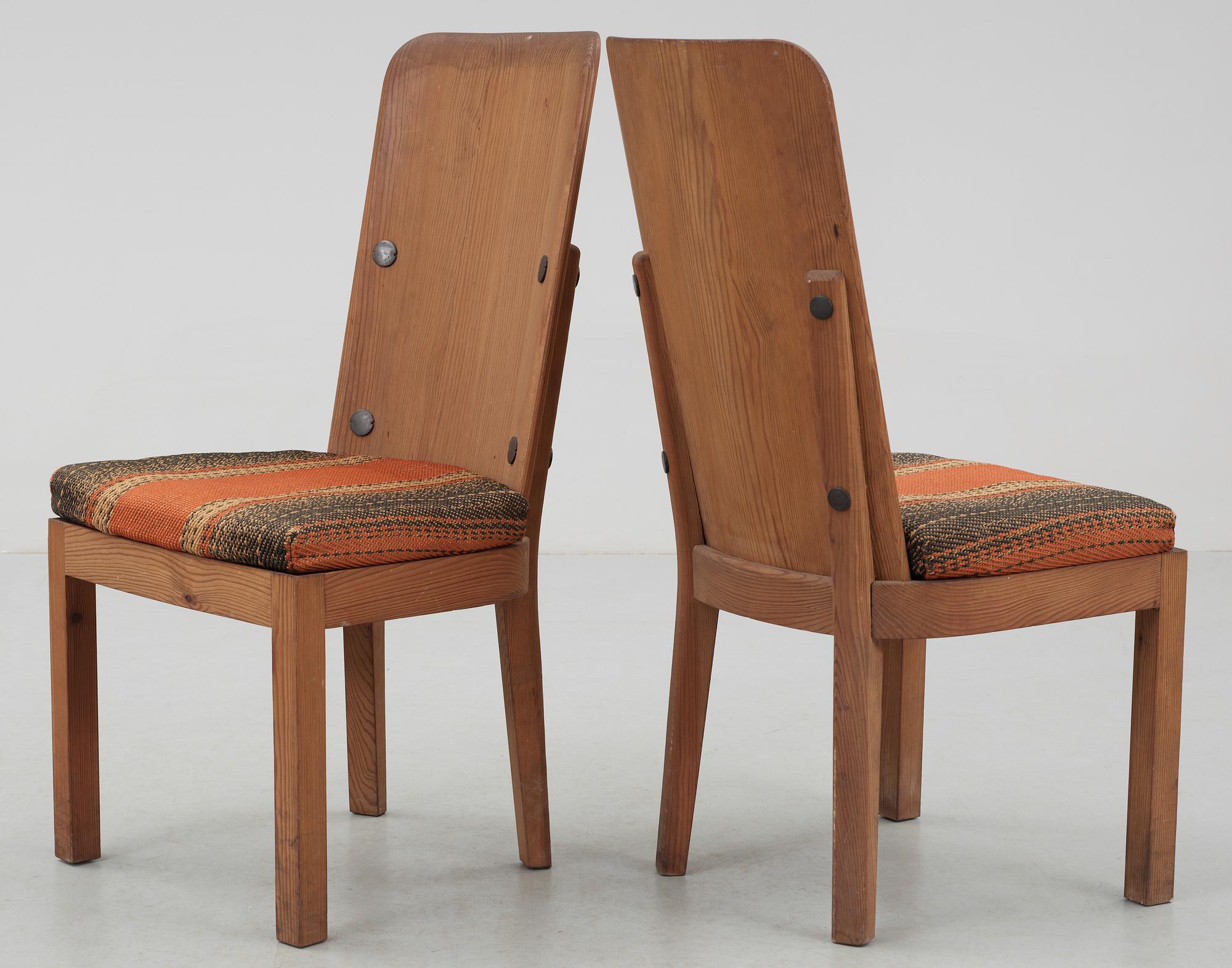 An Axel-Einar Hjorth set of 'Lovö' pine chairs by NK, Sweden 1930's.