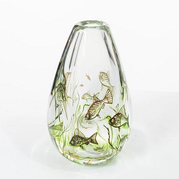 Edward Hald, a 'fiskgraal' vase, Orrefors, Sweden, signed.