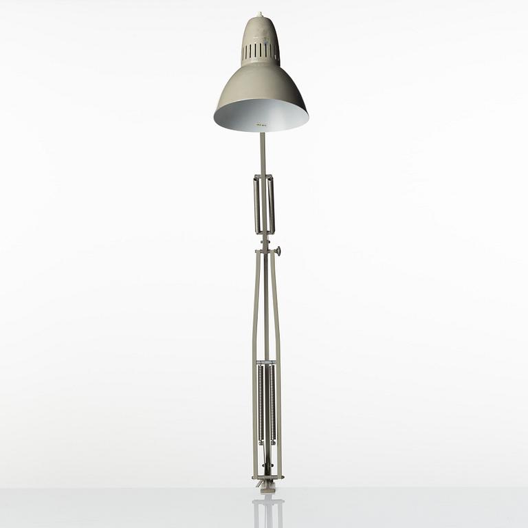 A grey lacquered metal desk lamp, possibly by Asea, Sweden mid 20th century.