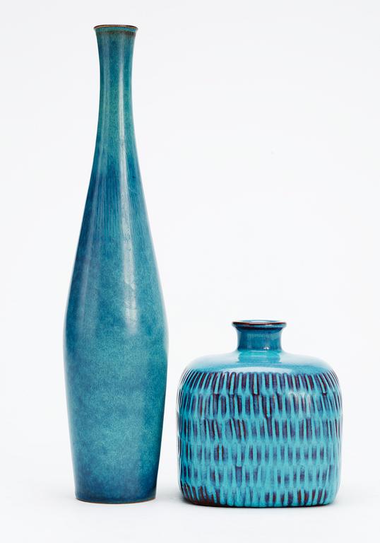 Two Stig Lindberg stoneware vases, Gustavsberg studio 1960-1968.