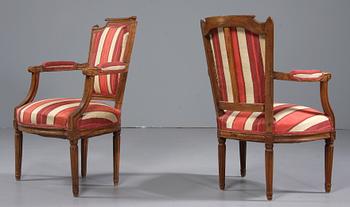 KARMSTOLAR, ett par, Louis XVI, 1700-tal.