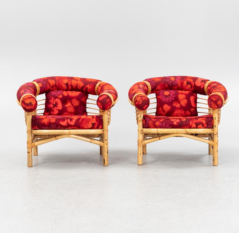 A three-piece bamboo and rattan furniture suite, second half of the 20th Century.