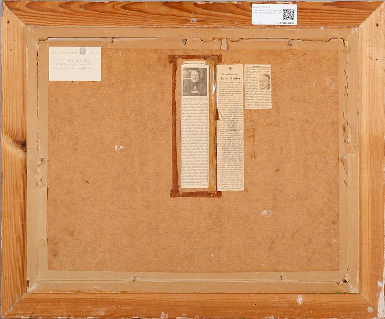 TURE ANDER, olja på pannå, signerad och daterad 37.