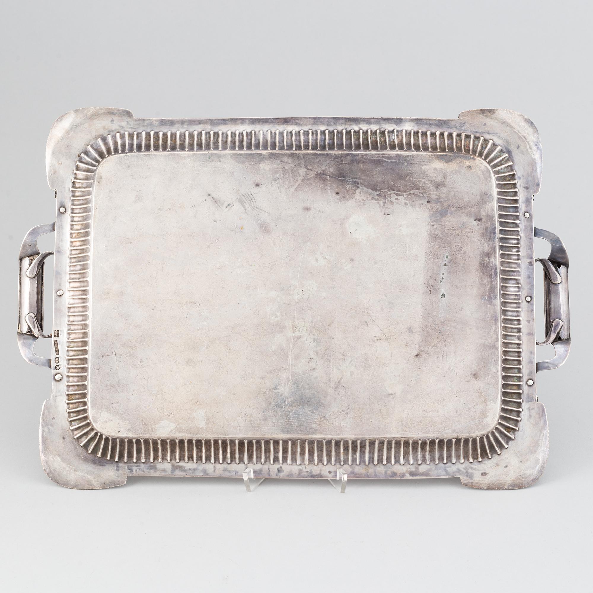 A russian silver tray, mark of Johan Henricson, St Petersburg 1835.