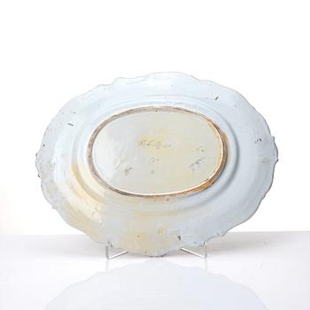 A Swedish Rörstrand faience tureen with cover and stand, 18th Century.