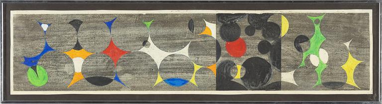 Pierre Olofsson,  gouache on etching, signed.