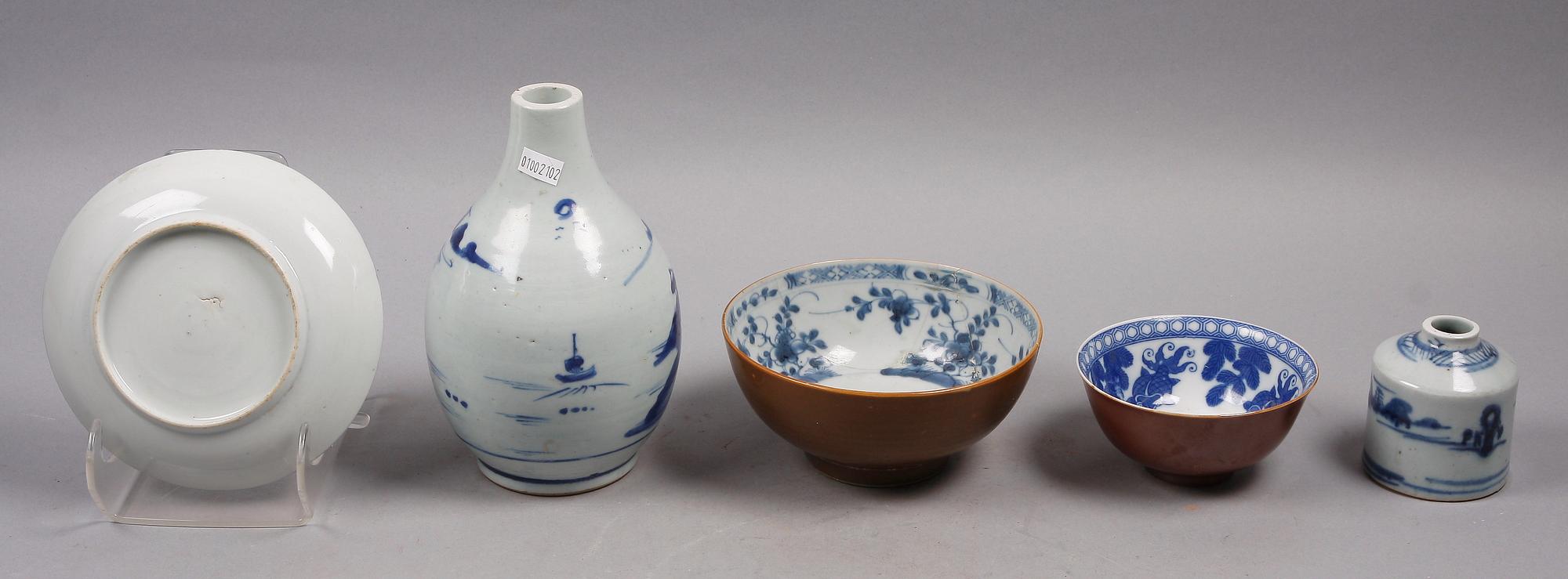 PARTI KINAPORSLIN, 5 delar, 1700-1900-tal.
