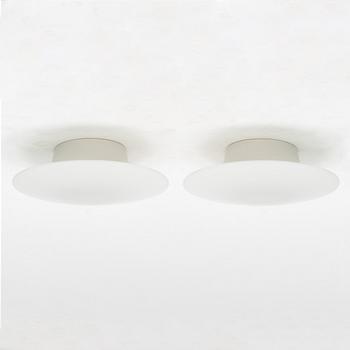 Arne Jacobsen, a pair of 'AJ-Eklipta' ceiling lamps / wall lamps, Louis Poulsen, Denmark.