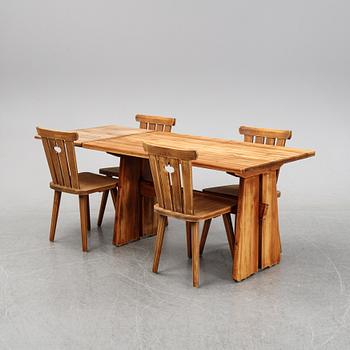 A 5 piece pine dining suite, Sweden, mid 20th century.