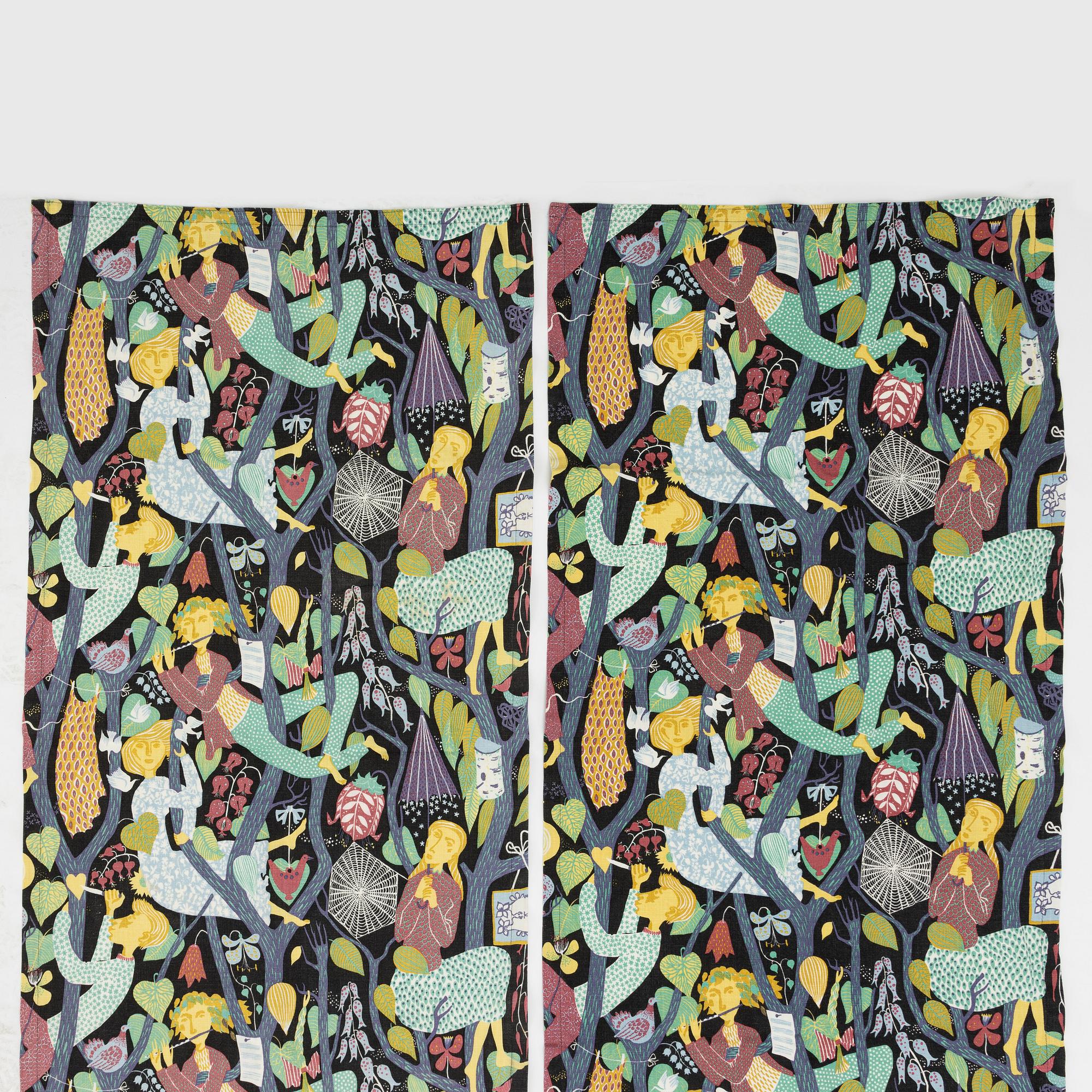 Stig Lindberg, six "Melodi" curtains, Sweden.