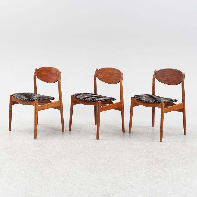 Erik Buck, a set of three chairs from Vamo Møbelfabrik, Denmark, 1960's.