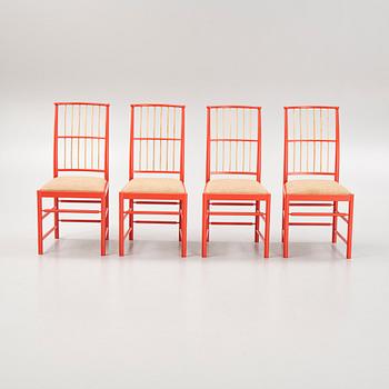 Josef Frank, a set of four model '2025' chairs, Firma Svenskt Tenn, post 1985.